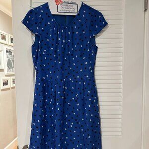 J.Crew Silk Polka Dot Fit & Flare Dress – Blue – Size 6